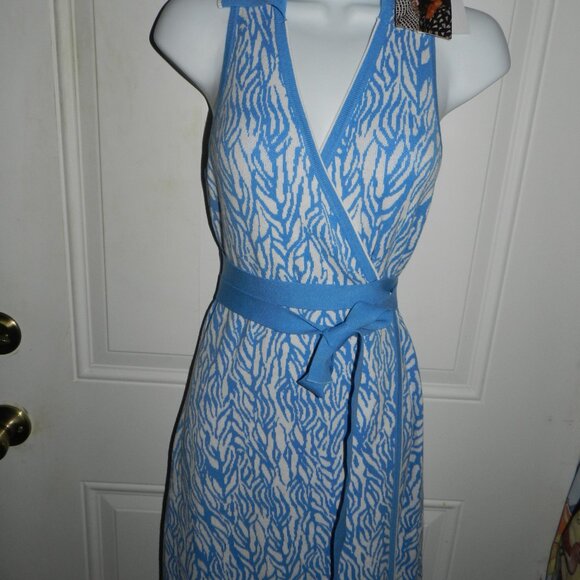 Diane Von Furstenberg X Target Collared Sea Twig Blue Wrap Dress M🆕📦⌚🏃🏻💨⚡🚚 - Picture 3 of 16